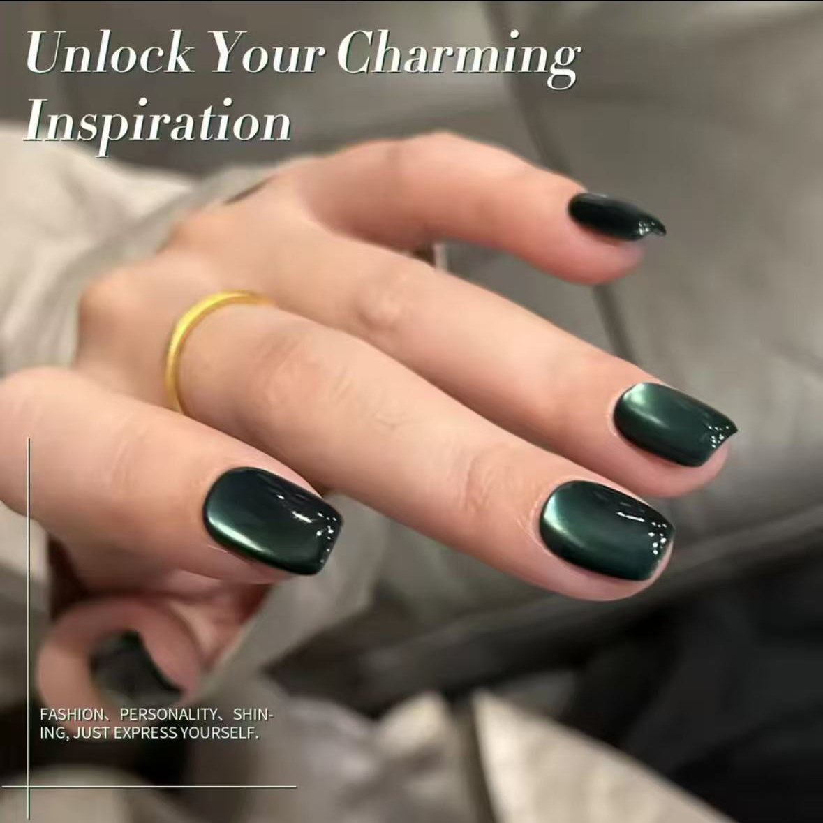Nail Art Emerald Green - MIANEL Green Cat Eye Nail Gel,