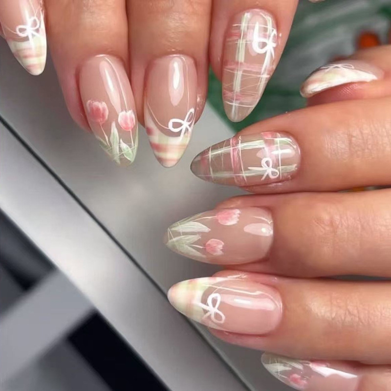 24pcs Bow False Nails Sets Pre - Nail Art Valentines Day recension och pris