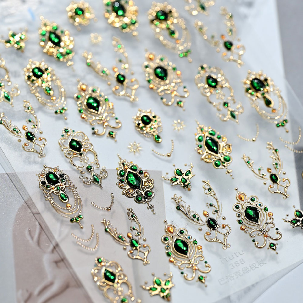 5D Embossed Emerald Gemstones  - Nail Art Emerald Green recension och pris