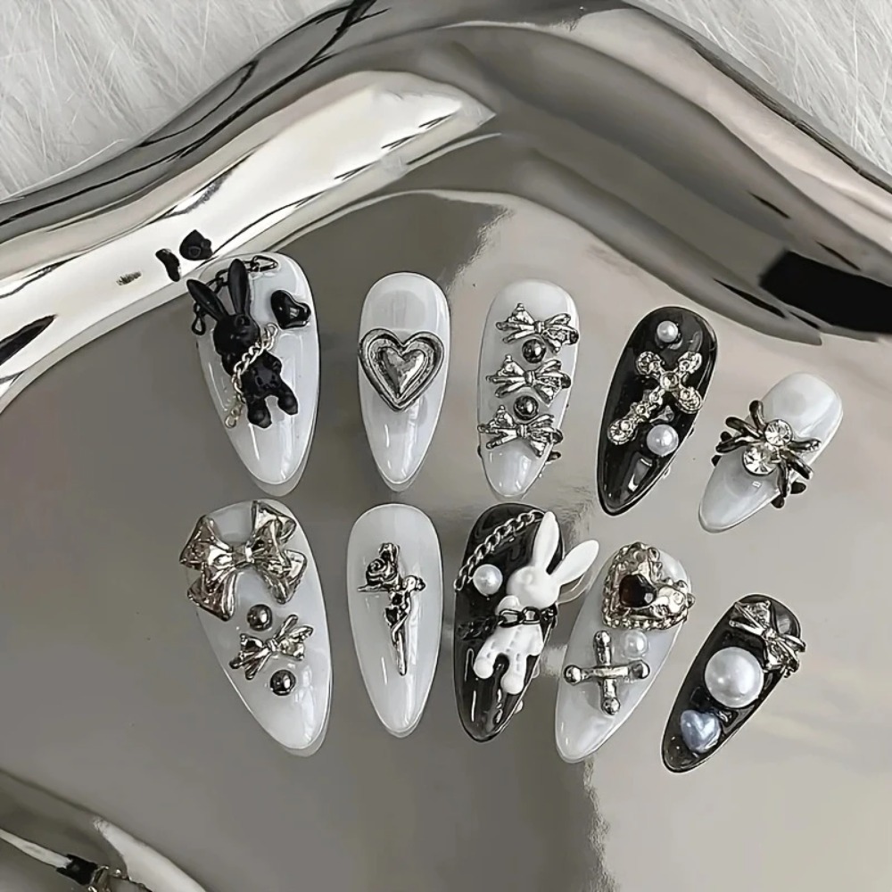 10pcs personalized black and w - Nail Art Gothic recension och pris