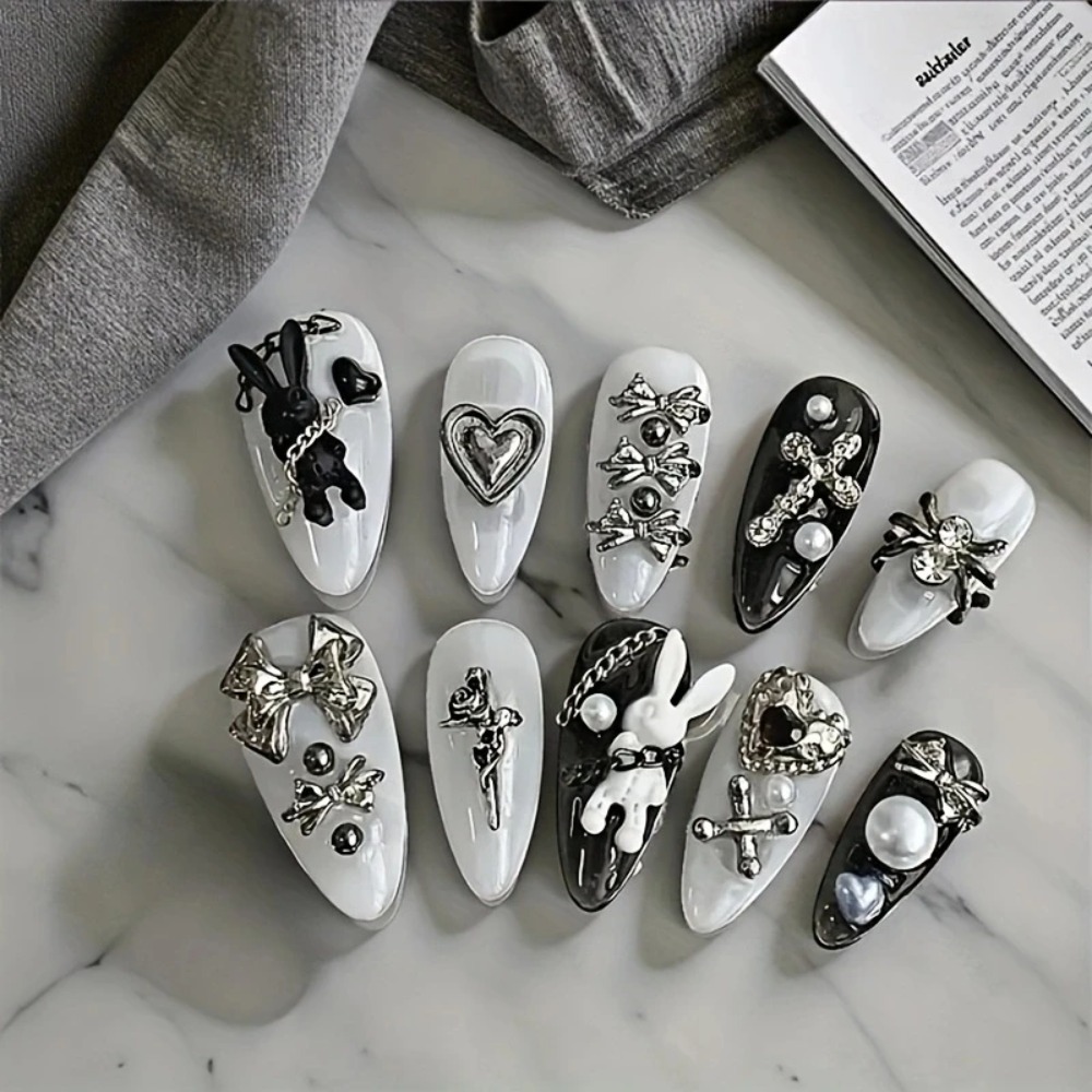 10pcs personalized black and w - Nail Art Gothic recension och pris