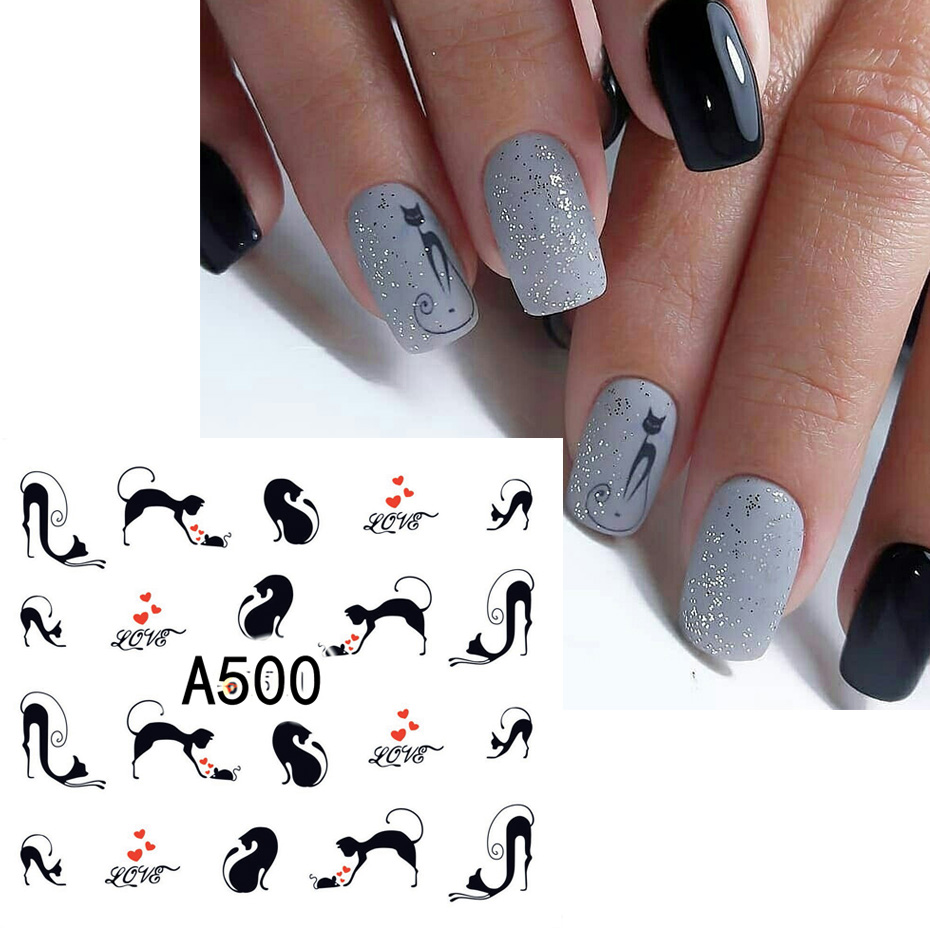 12pcs Black Cat Stickers Nail  - Nail Art Valentines Day recension och pris