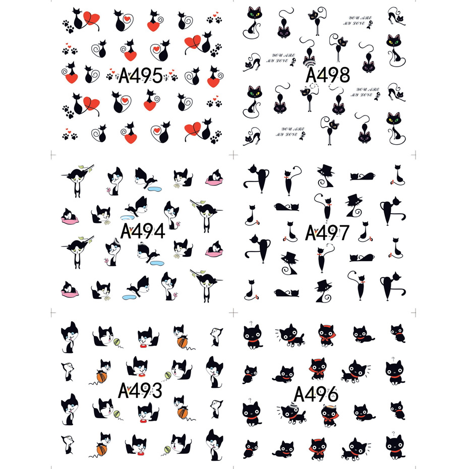 12pcs Black Cat Stickers Nail  - Nail Art Valentines Day recension och pris