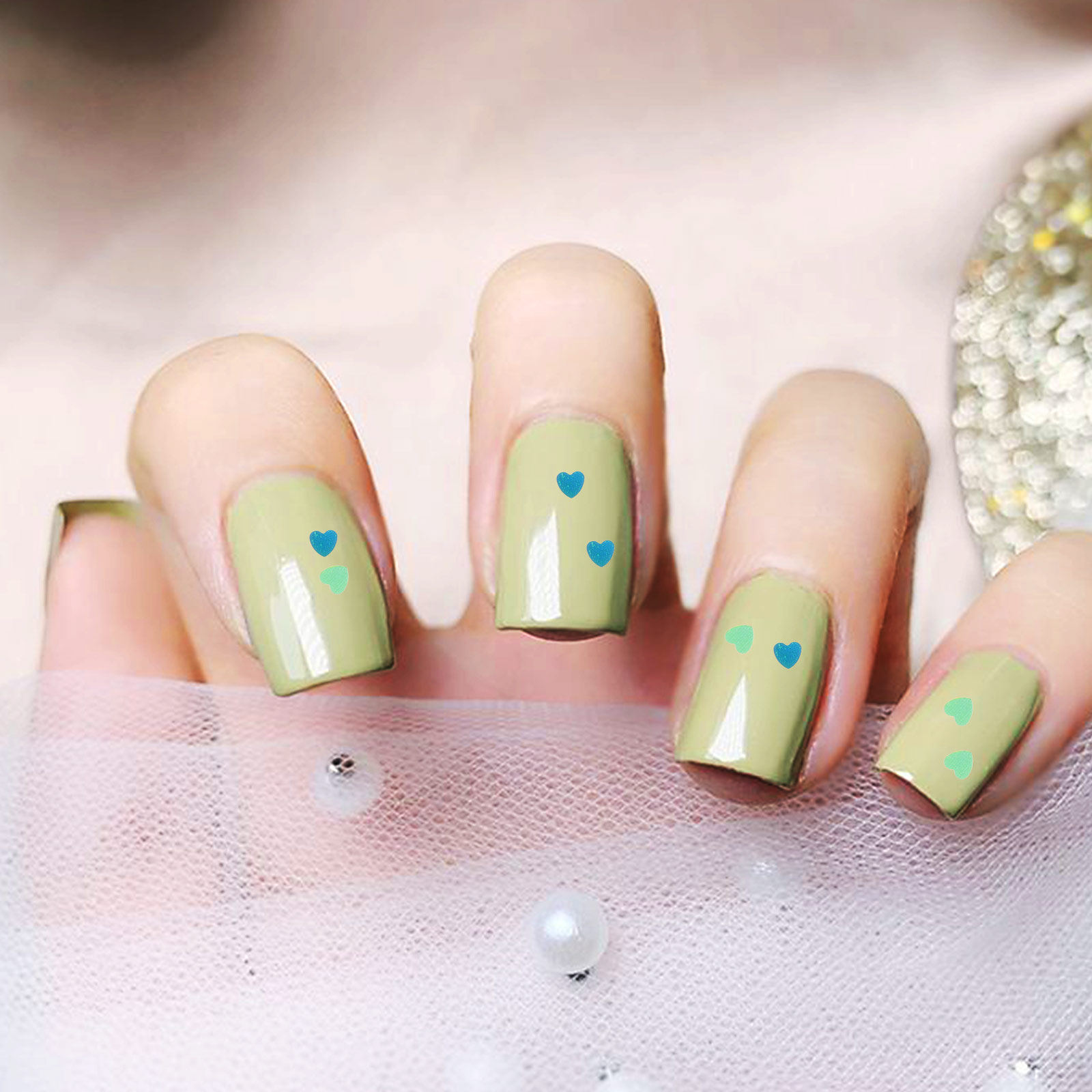 1Set Shinning Heart Nail Sequi - Nail Art Valentines Day recension och pris