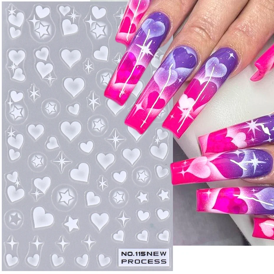 2pcs 3D Heart Star Nail Sticke - Nail Art Valentines Day recension och pris
