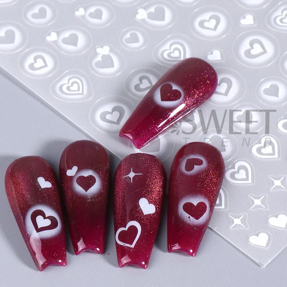 2pcs 3D Heart Star Nail Sticke - Nail Art Valentines Day recension och pris