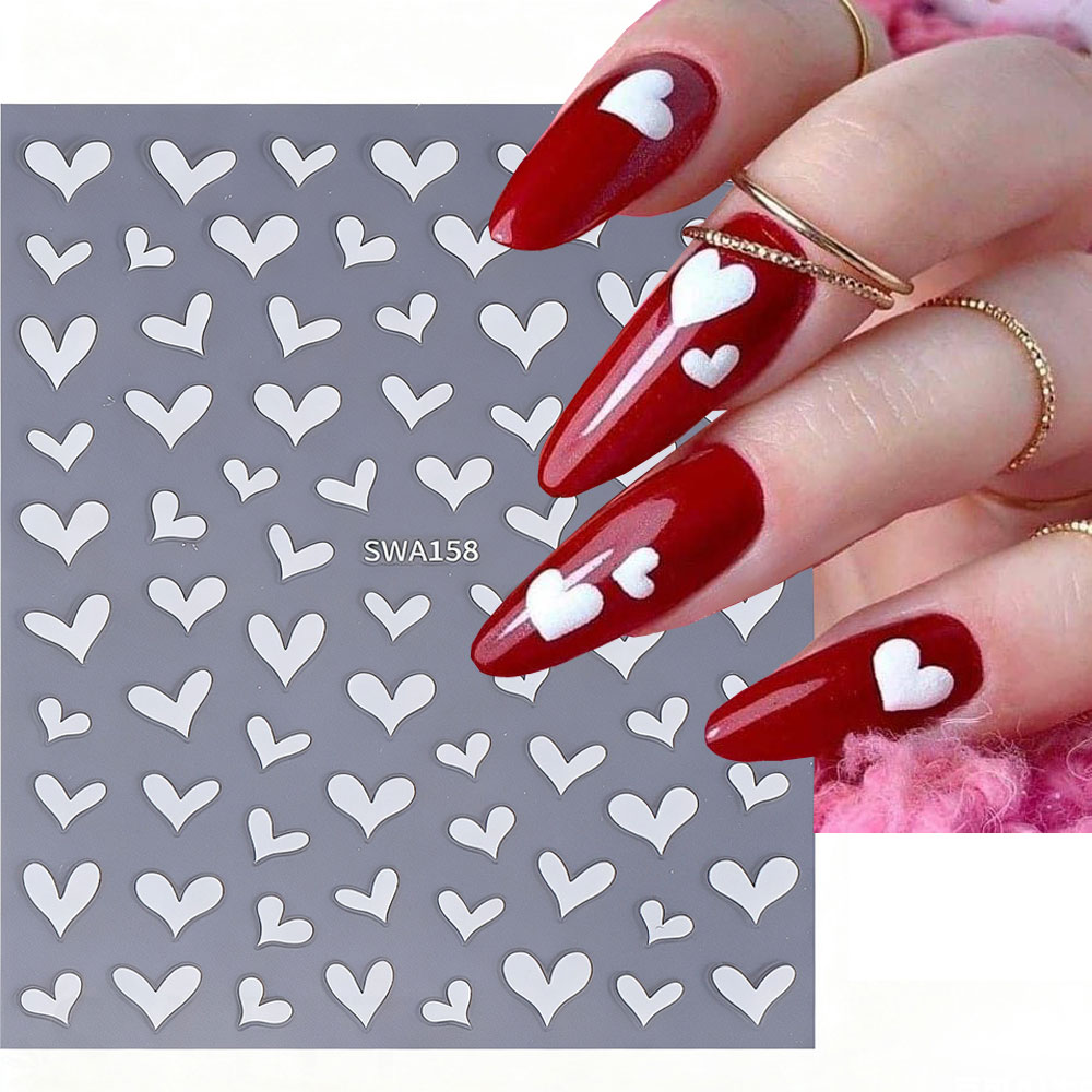 3D White Heart Valentine's Day - Nail Art Valentines Day recension och pris