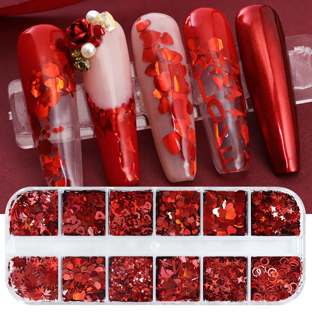 Holographic Red Nail Art Glitt - Nail Art Valentines Day recension och pris
