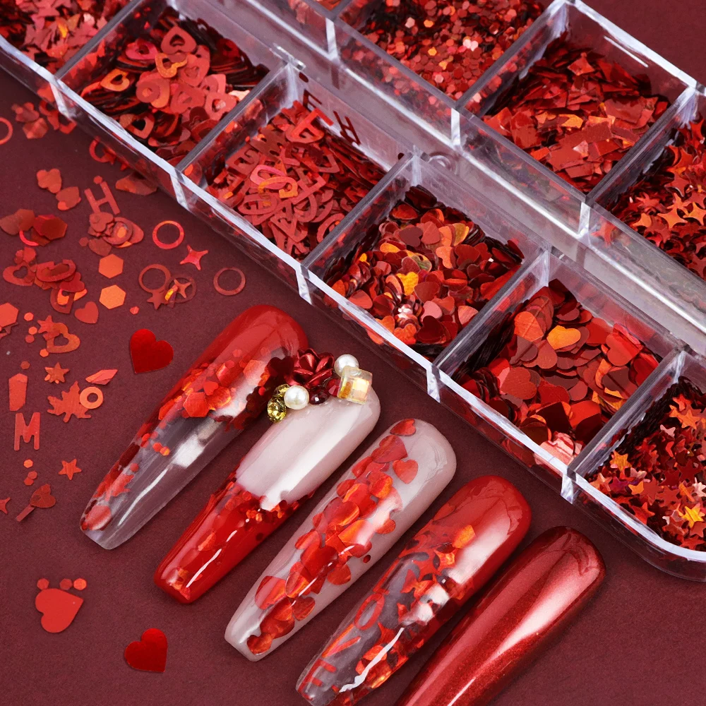 Holographic Red Nail Art Glitt - Nail Art Valentines Day recension och pris