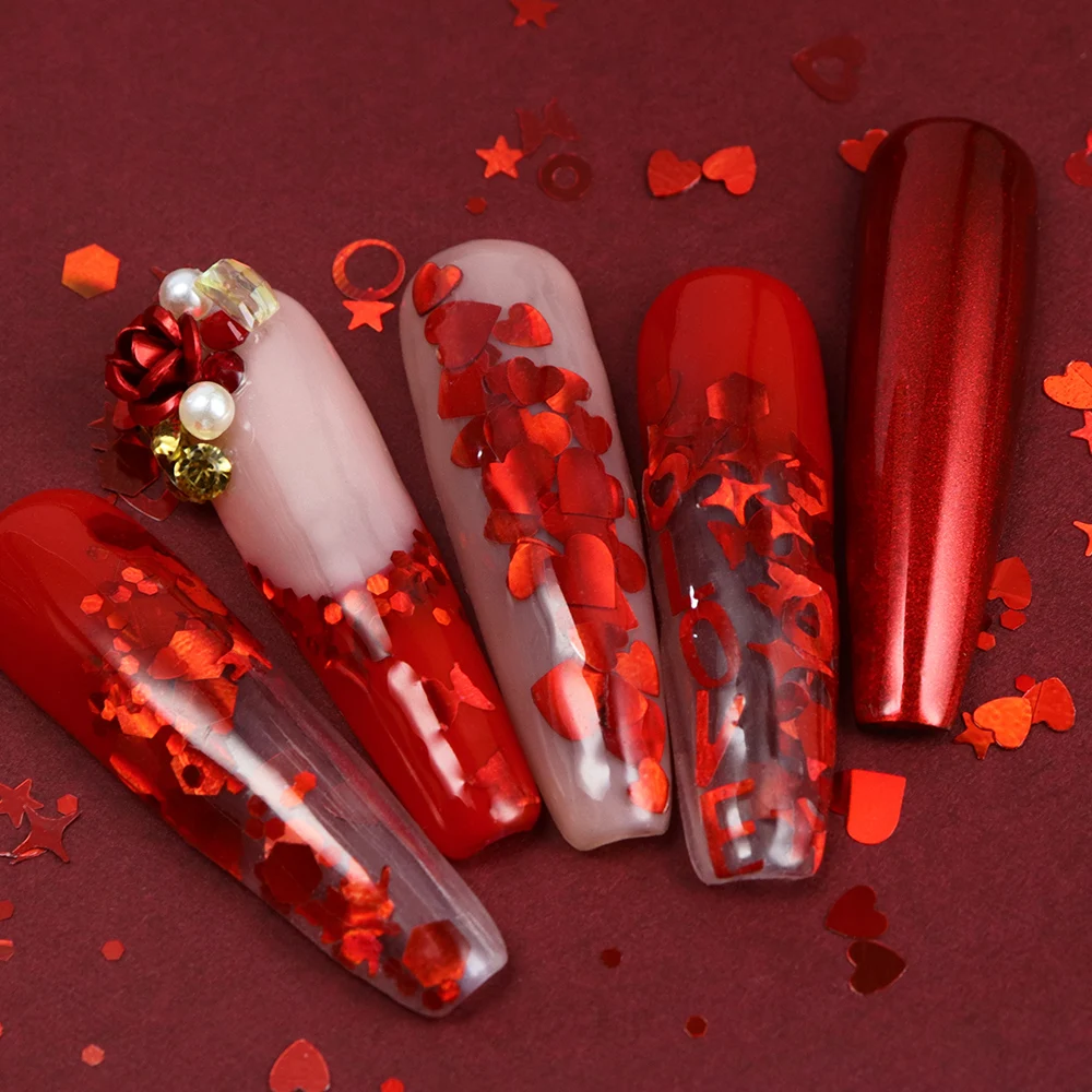 Holographic Red Nail Art Glitt - Nail Art Valentines Day recension och pris