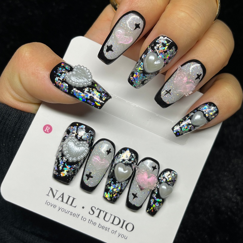 10PCS Gothic Black Press on Na - Nail Art Gothic recension och pris