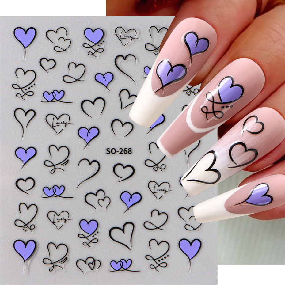 3pcs Y2K Gold Wave Line Heart  - Nail Art Valentines Day recension och pris