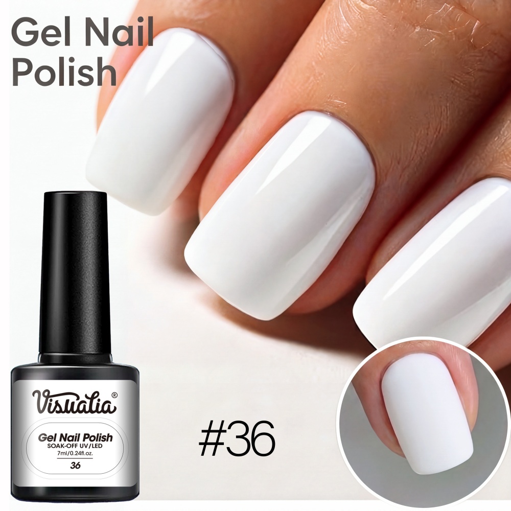 Visuatia # 36 Pure White Nail  - Nail Art Natural Simple recension och pris
